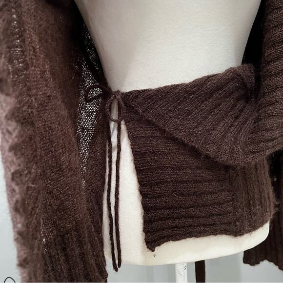 NEW Body by Victoria Mohair Draped Open Weave Shawl Collar Belted Wrap Sweater … - Picture 8 of 16